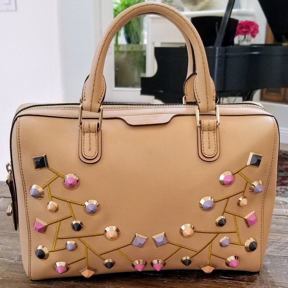 👜 HENRI BENDEL | Satchel Crossbody Shoulder Bag | Cream w/ Embellishments